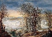 Denis van Alsloot Winter Landscape in the Foret de Soignes, with The Flight into Egypt France oil painting artist